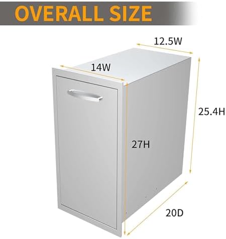 Pull Out Trash Drawer, Lower Sliding Rails Stainless Steel Roll Out Trash Bin Pull Out Tray With Handle For Outdoor Kitchen BBQ Island Grill Station,Trash Drawer - Image 2