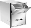 Stainless Steel Outdoor Kitchen BBQ Island Drawers - Flush Mount Triple Access, 16Wx20Dx20H by RIGMEC