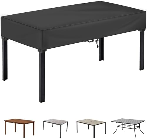 TOHONFOO Waterproof Rectangular Patio Table Cover, 80" x 40" x 6", Black by TOHONFOO