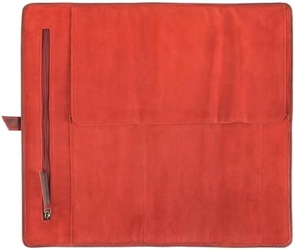 Leather Knife Roll Bag for Chefs – 17.5” x 17.5” Professional Chef Knife Storage Organizer, Portable Culinary Knife Case, Travel Knife Roll for Kitchen, BBQ & Catering (Red) - Image 2