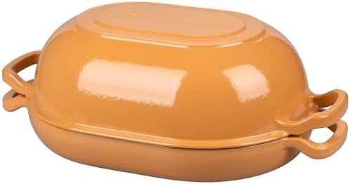 VORRINGARD Enameled Cast Iron Sourdough Bread Oven, Dutch Oven, Loaf Cast Iron Bread Pan for Homemade Bread Baking, Meatloaf Pan with Lid, 7QT, Yellow - Image 6