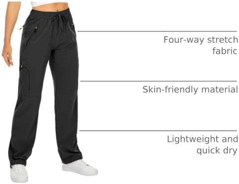 Toomett Women‘s Hiking Cargo Pants UPF 50 Quick Dry with Zipper Pockets - Image 4