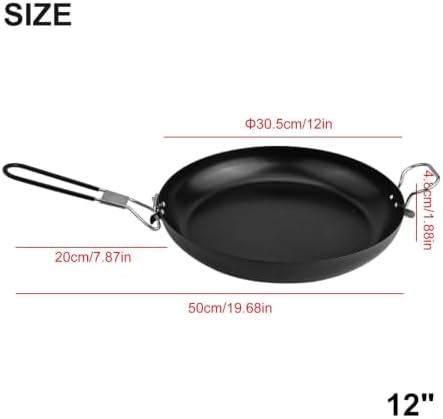 Camping Frying Pan Coated Folding Handle Iron Outdoor Cooking Cookware Skillet Storage Bag Set Hiking Climbing Picnics Fireplace Bushcraft (12 inches) - Image 4