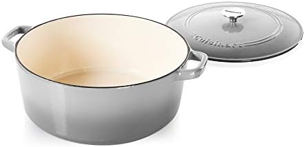 Cuisinart Chef's Classic Enameled Cast Iron Dutch Oven with Lid, Porcelain Enameled Interior, Oven Safe, Induction Compatible, 7-Quart, Round, Grey Gradient - Image 2