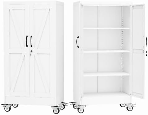 GAIOUS 47.2" Tall Metal Storage Cabinet with Lock and Wheels,Office Cabinet by GAIOUS