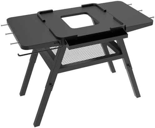 Adjustable Grill Stand for Ninja Outdoor Woodfire Series OG700 OG800 OG900 Series OO101 Woodfire Pizza Oven, Grill Cart for Ninja MO201 Artisan Pizza Oven, Replace for XSKUNSTAND Outdoor Stand by DELSBBQ