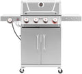 Feasto 4-Burner Propane Gas Grill w/Sear & Side Burner, Cabinet Storage by Idealforcook