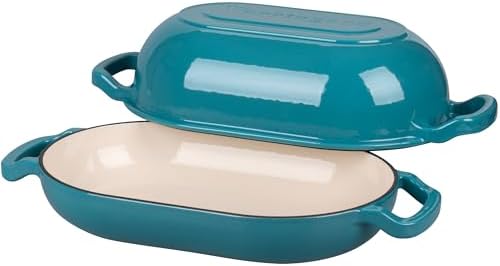VORRINGARD Enameled Cast Iron Sourdough Bread Oven, Dutch Oven, Loaf Cast Iron Bread Pan for Homemade Bread Baking, Meatloaf Pan with Lid, 5QT, Bluegreen - Image 5