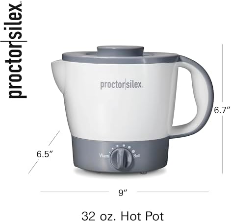Proctor Silex 32oz Adjustable Temperature Hot Pot, Electric Kettle for Tea, Boiling Water, Cooking Ramen, Noodles and Soup, PFAS-Free Nonstick Coating, White (48507MN) - Image 3