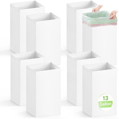 8 Pack 13 Gallon Disposable Trash Cans,21.6" H x 13.5" W x 10" D, White by Magicheap