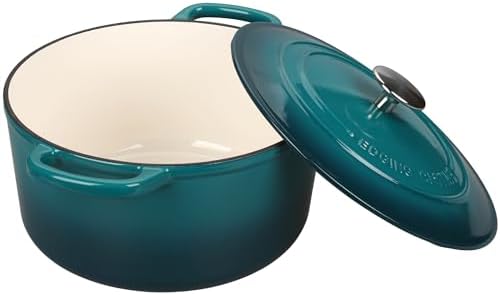 EDGING CASTING Enameled Cast Iron Dutch Oven with Sourdough Bread Baking Kit, Bread Dutch Oven with Lid, Includes Proofing Basket & Baking Tools, 5qt, Darkcyan - Image 7