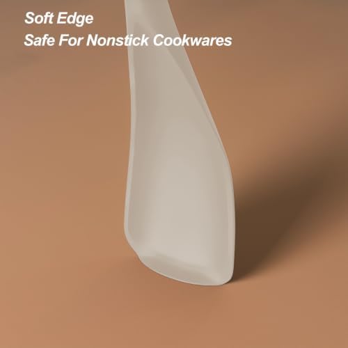 Vovoly Cooking Spoons, Nonstick Silicone Spatula Spoon, 2 pcs, Khaki, 12.6" - Image 5