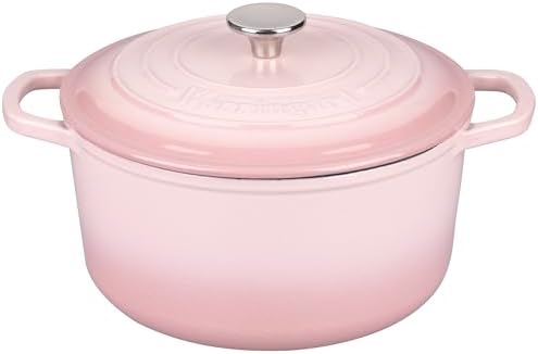 VORRINGARD Enameled Cast Iron Dutch Oven Pot with Lid, for Sourdough Bread Baking, Round Dutch Ovens, 4.5 Quart, Pink by Unknown