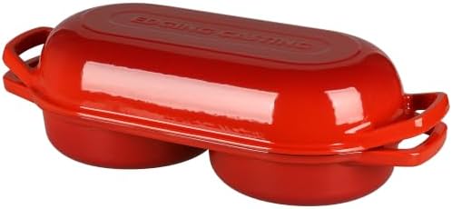EDGING CASTING Enameled Cast Iron Double Bread Dutch Oven, Red - Image 5