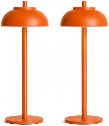 Orange Cordless Table Lamps, Rechargeable LED Touch Lamp, 2 Pack by Moragin