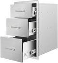 Outdoor Kitchen Drawers 20" W x 27" H x 23" D Flush Mount Triple BBQ Drawers with Chrome Handle Stainless Steel Drawer for Outdoor Kitchen Island, Patio Grill Station by SGOLAN