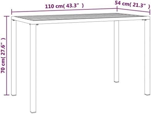 Patio Dining Table Anthracite 43.3"x21.3"x27.6" Steel, Outdoor Patio Furniture Set, Garden Seating Set, Outdoor Lounge Furniture for Garden, Backyard, and Poolside - Image 7