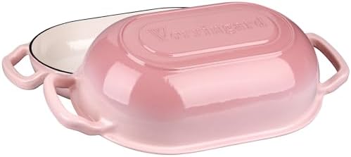 VORRINGARD Enameled Cast Iron Sourdough Bread Oven, Dutch Oven, Loaf Cast Iron Bread Pan for Homemade Bread Baking, Meatloaf Pan with Lid, 5QT, Pink - Image 4