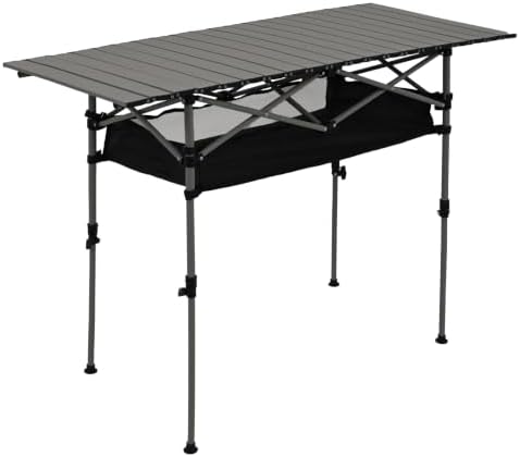Portable Folding Camping Table, Adjustable Height, Black, 47 x 21 in by FXKS