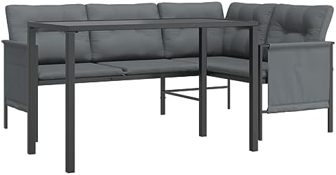 2 Piece Patio Dining Set Anthracite Steel with Cushions - Image 3