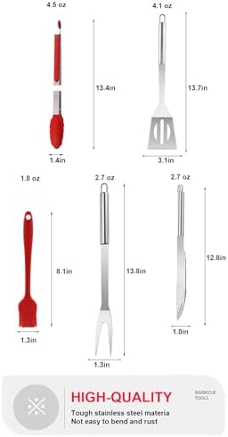 BBQ Grill Tool Set BBQ Accessories, Stainless Steel Grill Tools Grilling Accessories Grill Set Barbecue Grill Accessories for Outdoor Grill, Grill Utensils Grilling Tools Grilling Gifts for Men - Image 6