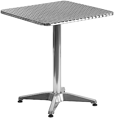 Flash Furniture 23.5 in Aluminum Indoor/Outdoor Square Table with Base by FlashFurniture