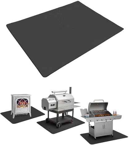 UNCO- Large Under Grill Mats for Outdoor Grill, 65" x 48", Black Double-Sided, Fireproof, Reusable, Portable, 3 Layers, Waterproof & Easy to Clean, Grill Matt for Outdoor Grill Deck Protector by Unco