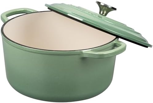 VORRINGARD Enameled Cast Iron Dutch Oven Pot with Lid, for Sourdough Bread Baking, Round Dutch Ovens, 6 Quart, Sage green - Image 5