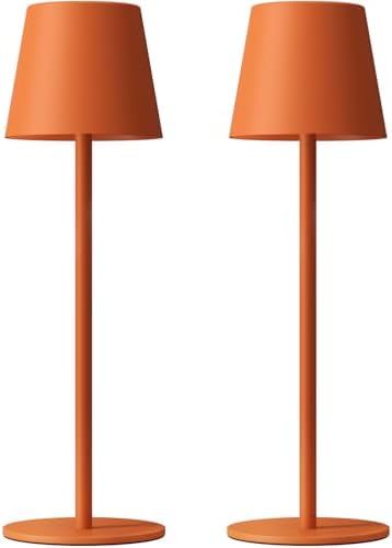 Kakanuo Cordless Table Lamp Rechargeable Orange - KK 2 Pack 5000mAH Battery Operated Lamp for Counter, 3 Color Stepless Dimming Wireless Lamp for Dining Kitchen, Outdoor Patio, Touch Control by KakanuoLightings
