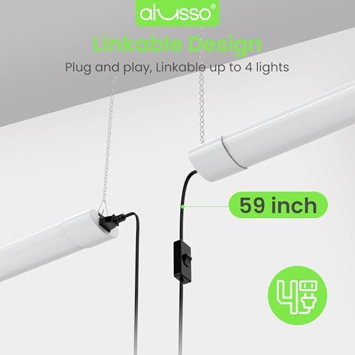 ALUSSO® LED Shop Lights 4FT for Garage, 4800LM Adjustable 20W/30W/40W, 5CCT 2700K 3000K 4000K 5000K 6500K, 120V, Warm to Cool Daylight Linkable Shop Lights for Workshop, ETL, 2 Pack - Image 5
