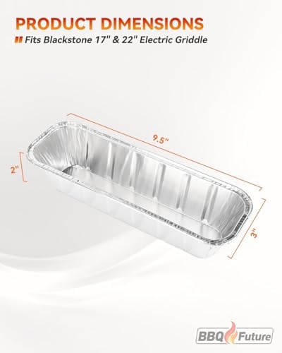 Grease Cup Liners for Blackstone 8001 22" Electric Griddle, Aluminum Foil Drip Pan for Blackstone E-Series 22&17 Inch 8001 8003 8000 8005 Grill Accessories Disposable Rear Grease Catcher Tray, 10-Pack - Image 2
