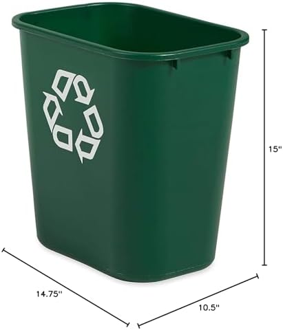Rubbermaid Commercial Products Wastebasket, Green Recycle, 7-Gal, Pk of 12 - Image 2