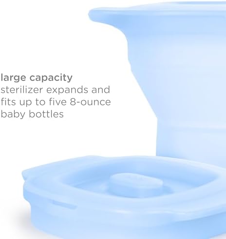 Ubbi 3-in-1 Collapsible Microwave Baby Bottle Sterilizer Wash Bin, Blue - Image 2