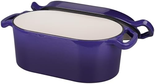 VORRINGARD Oval Dutch Oven Pot with Lid, Enamel Coating Cast Iron Bread Pans for Homemade Sourdough Bread Baking, Cooking, 4 Quart, Purple - Image 6