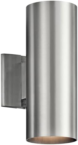 Kichler Cylinders 12" 2-Light Cylinder Outdoor Wall Sconce in Brushed Aluminum, (12" H x 4.75" W), 9244BA by KichlerLighting