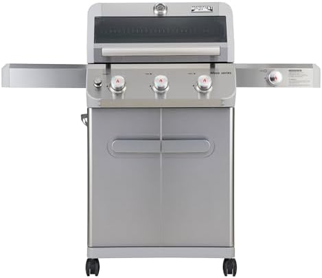 Monument Grills Mesa Series, 3+1 Outdoor Barbecue Stainless Steel Propane Gas Grill, 3 Burners & 1 Side Burner 48,000 BTU Patio Garden Grill with Knob Controls, Mesa305 by MonumentGrills