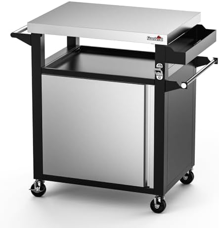 Stanbroil Rolling Grill Table Cart with Stainless Steel Cabinet & Tabletop by Stanbroil