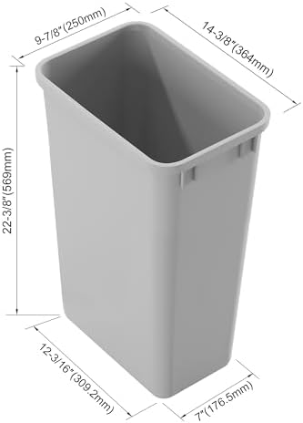 Dowell 50QT Wastebasket Trash Container, 13Gal, Plastic, Stackable, for Kitchen/Bathroom/Office,Tall Trash Can 22-3/8"H (Grey 4000 50 04) - Image 2