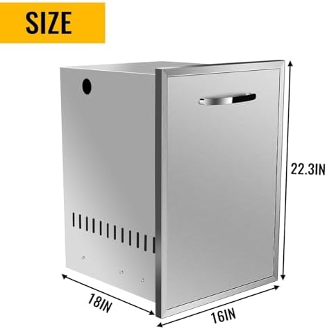 Pull Out Trash Drawer, Lower Sliding Rails Stainless Steel Roll Out Trash Bin Pull Out Tray With Handle For Outdoor Kitchen BBQ Island Grill Station,Trash Drawer - Image 2