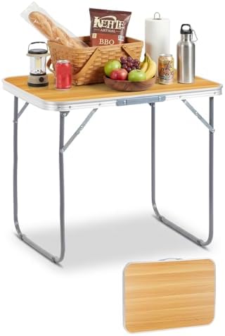 Outvita 2.3ft Portable Folding Camping Table Lightweight Suitcase Wood by Outvita