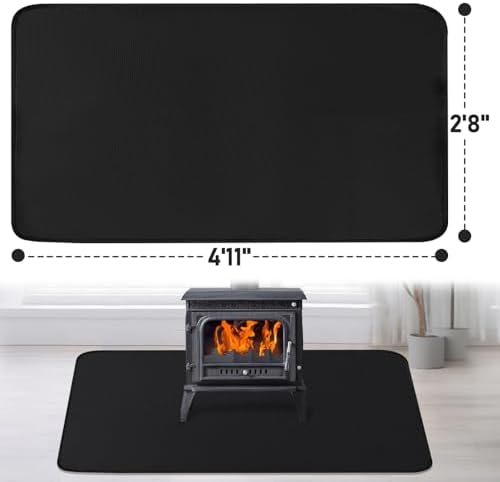Fireproof Fireplace Rug for Home Protection, 4'11'' x 2'8'' x 0.04'', Black - Image 2