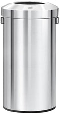 EKO 32-Gallon Round Stainless Steel Open Top Trash Can, Large Commercial Waste Bin with Detachable Lid and Carrying Handle, Brushed Metal Garbage Bin for Home, Office, Restaurant, Restroom by Unknown