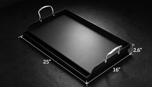 QuliMetal 25" x 16" Cast Iron Grill Griddle Kit, Pre-Seasoned Flat Top Griddle Plate with Scratch-Safe Accessories, Universal Outdoor Griddle for Gas Grill, Charcoal Grill, Camping, BBQ & Tailgating - Image 3