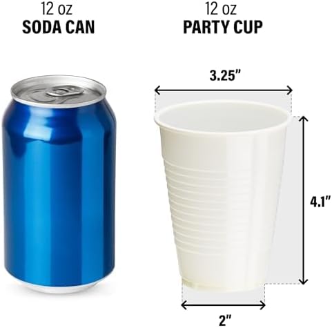 DecorRack 20 Party Cups 12 oz Disposable Plastic Cups for Birthday Party Bachelorette Camping Indoor Outdoor Events Beverage Drinking Cups (Ivory, 20) - Image 3