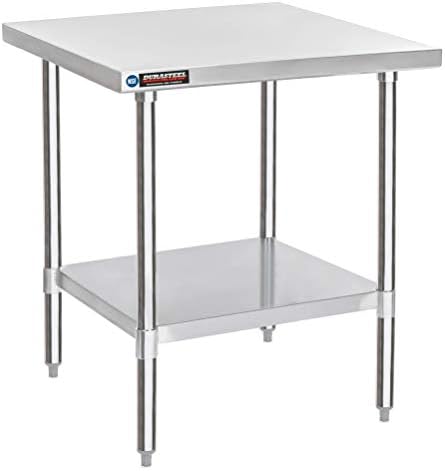 DuraSteel 30x30 Stainless Steel Work Table - NSF Commercial Prep Metal Table - Outdoor Pizza Oven Stand w/Under Shelf - Kitchen Island Laundry Utility Garage Microwave Stand Large Rolling Storage Cart by DuraSteel