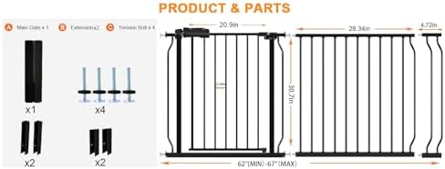 62 to 67 Inch Extra Wide Baby Gate for Doorway Stairs - Image 2