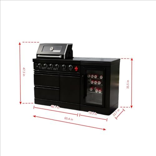 65" Modular Outdoor Kitchen Island,4-Burner 72,000 BTU Stainless Steel Propane Grill with Side Burner,Infrared Burner,Refrigerator,and Granite Countertop.Gas Grill for Backyard & Patio BBQ. - Image 2