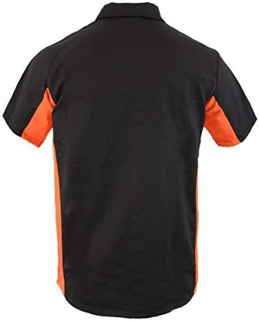 Biker Clothing Co. Mens Mdm11676 Men’s Black and Orange Short Sleeve Mechanic Shirt - Image 7