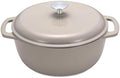 Amazon Basics Enameled Cast Iron Dutch Oven Pot With Lid, 4.3-Quart, Round, Dual Handles, Heavy-Duty, Oven Safe for Stews, Roasting & Baking, Linen Gray by AmazonBasics