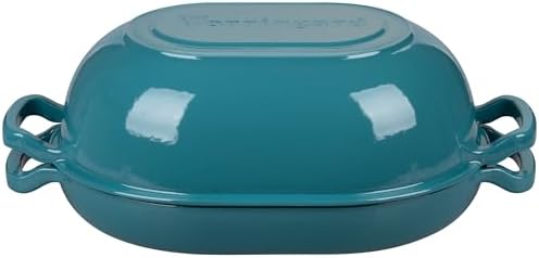 VORRINGARD Enameled Cast Iron Sourdough Bread Oven, Dutch Oven, Loaf Cast Iron Bread Pan for Homemade Bread Baking, Meatloaf Pan with Lid, 7QT, Bluegreen - Image 7